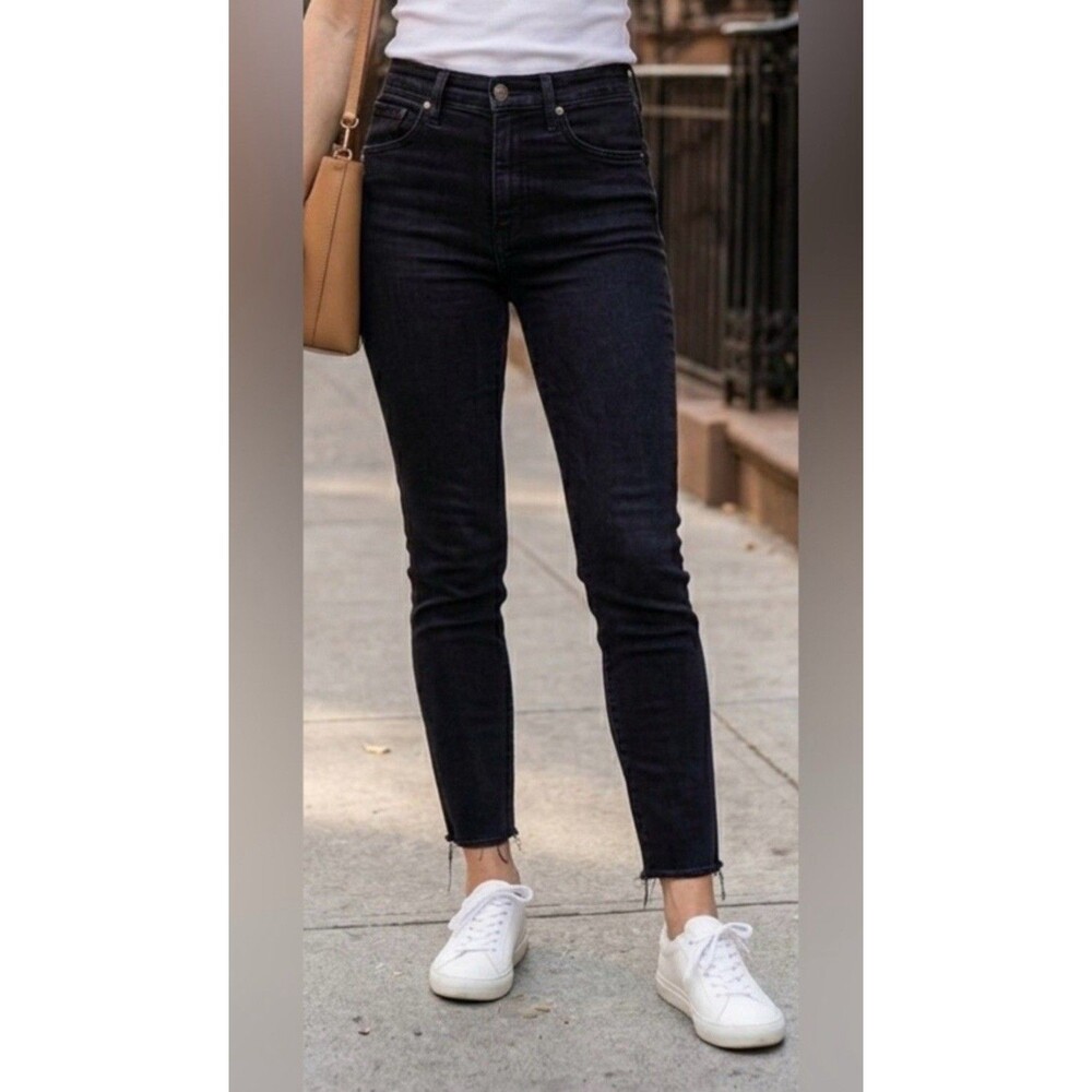 Citizens of Humanity Black Jeans Size 29 High Rise Skinny Rocket Crop Raw Hem